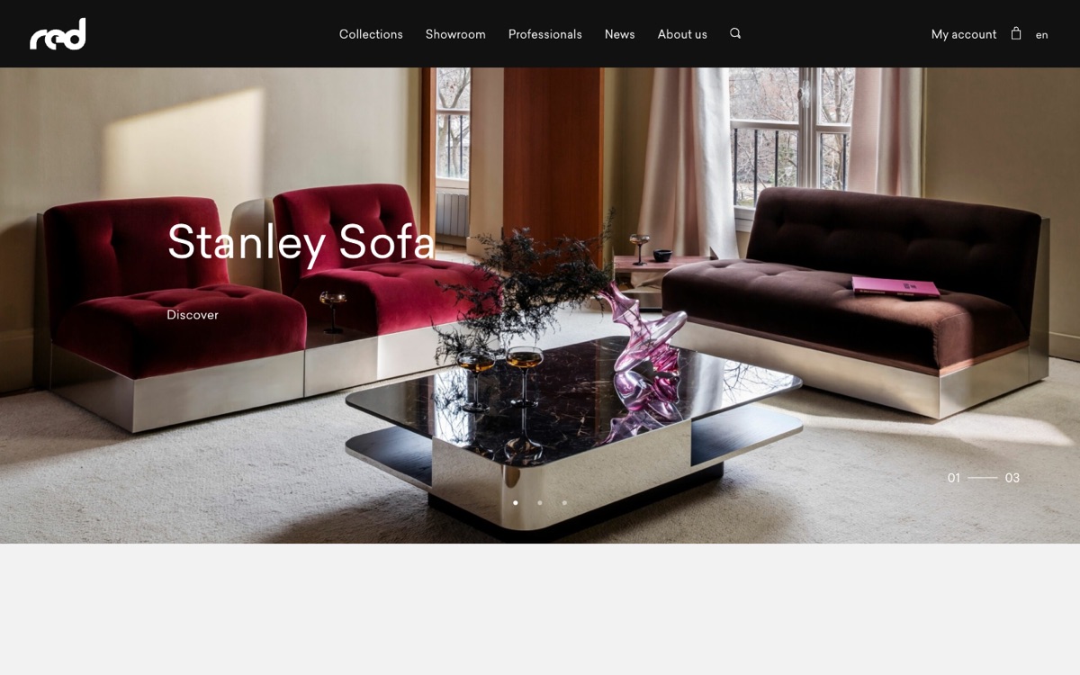 Red Edition furniture online store design, 2026