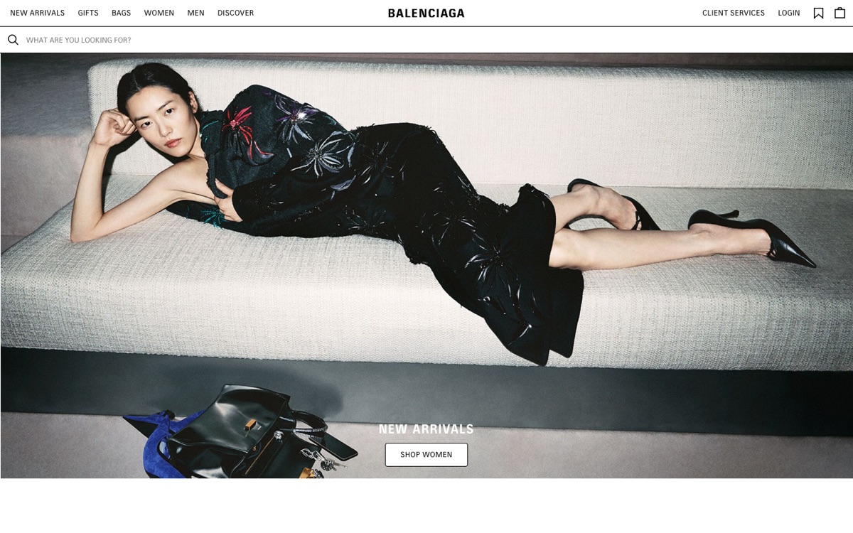 Balenciaga online store design, 2026