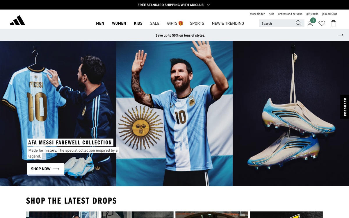 Adidas online store design, 2026