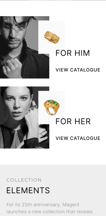 Magerit, UX/UI design for a Spanish jewelry brand, mobile gallery