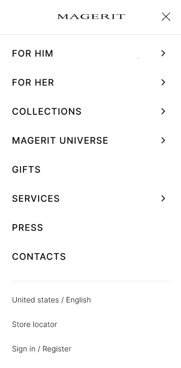Magerit, UX/UI design for a Spanish jewelry brand, mobile gallery
