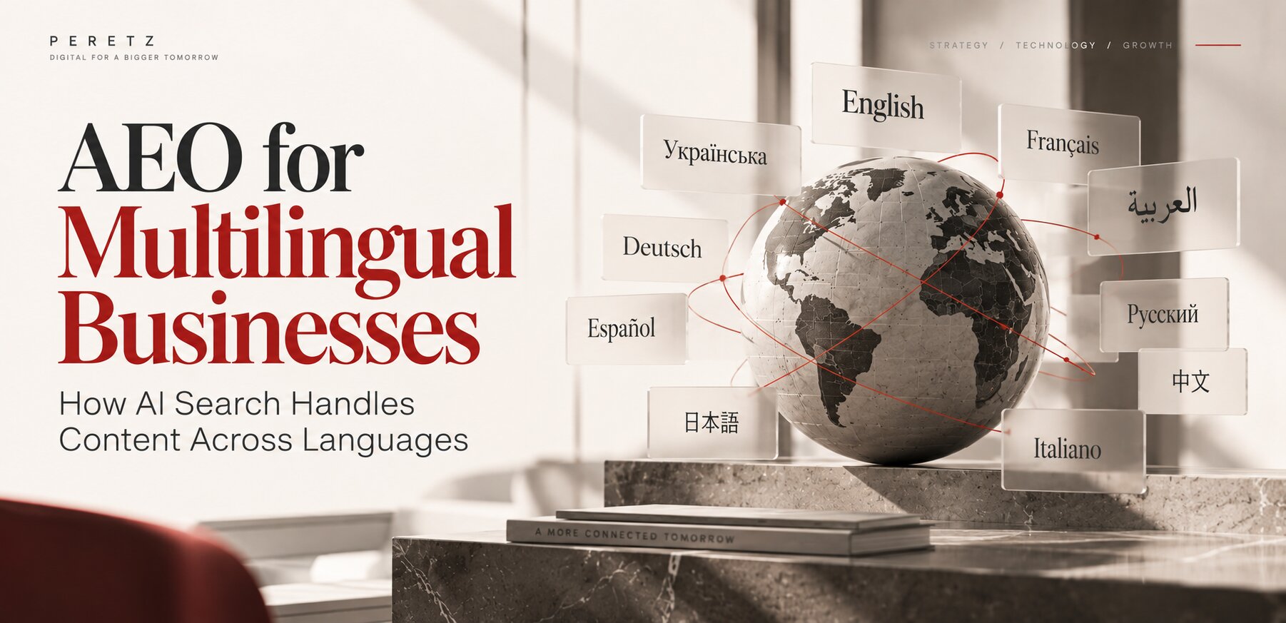 multilingual AEO, why translation isn't enough for AI search, by Peretz Group