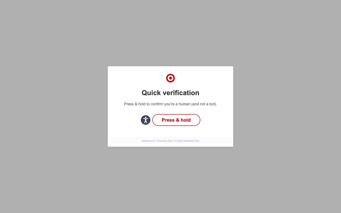 Проверка Target на бота: нажать и удерживать кнопку, чтобы подтвердить, что вы человек