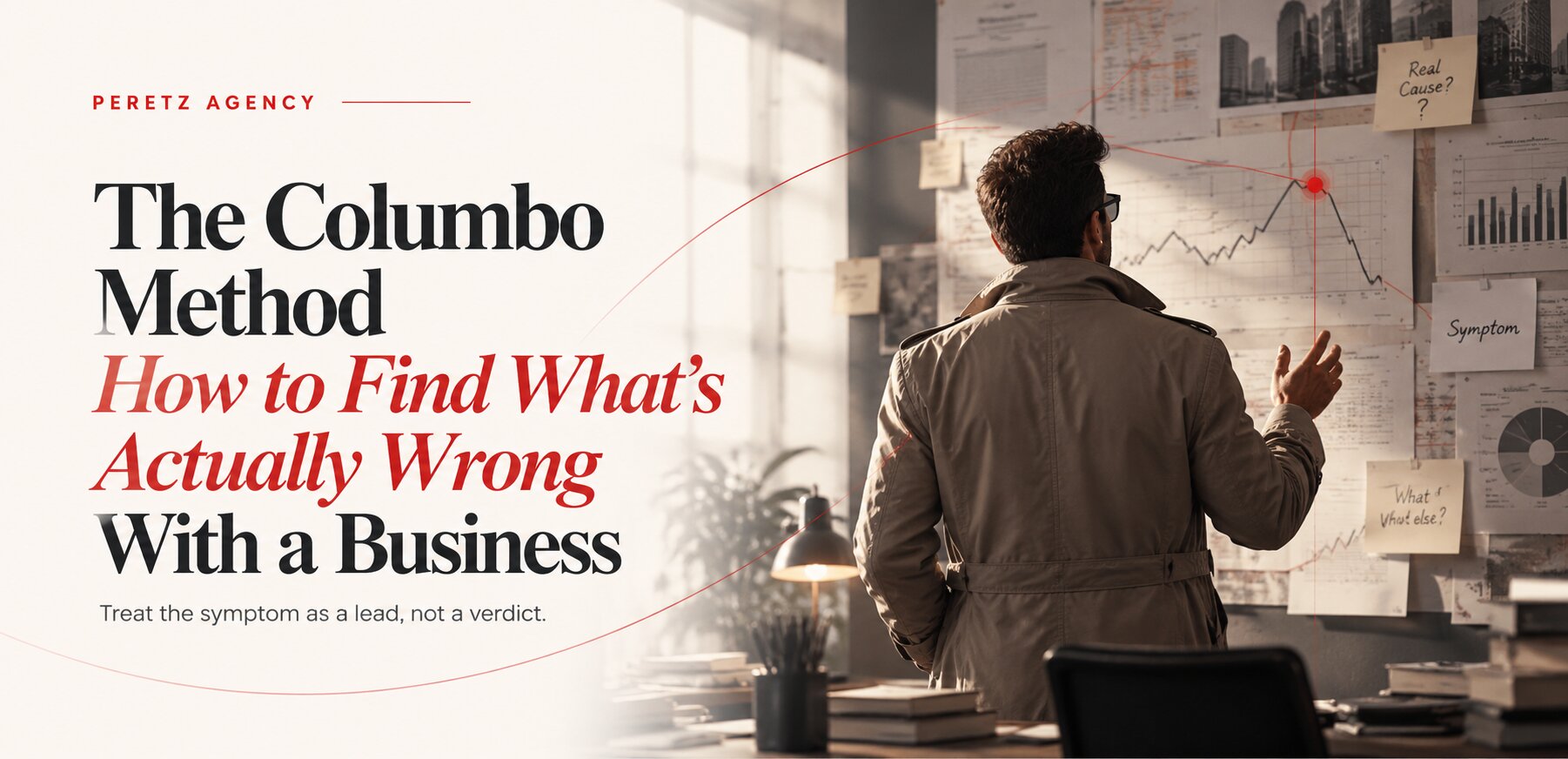 The Columbo method for business diagnosis, cover of a Peretz article on finding the real cause of business problems