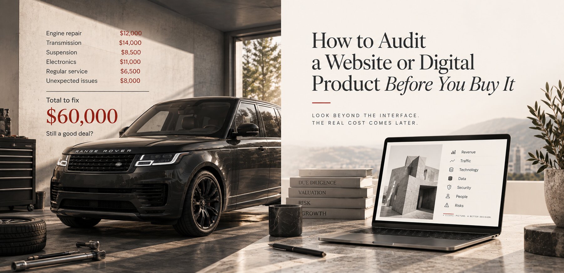 how to audit a website or digital product before you buy it, by Valeriya Chumachenko Peretz Agency