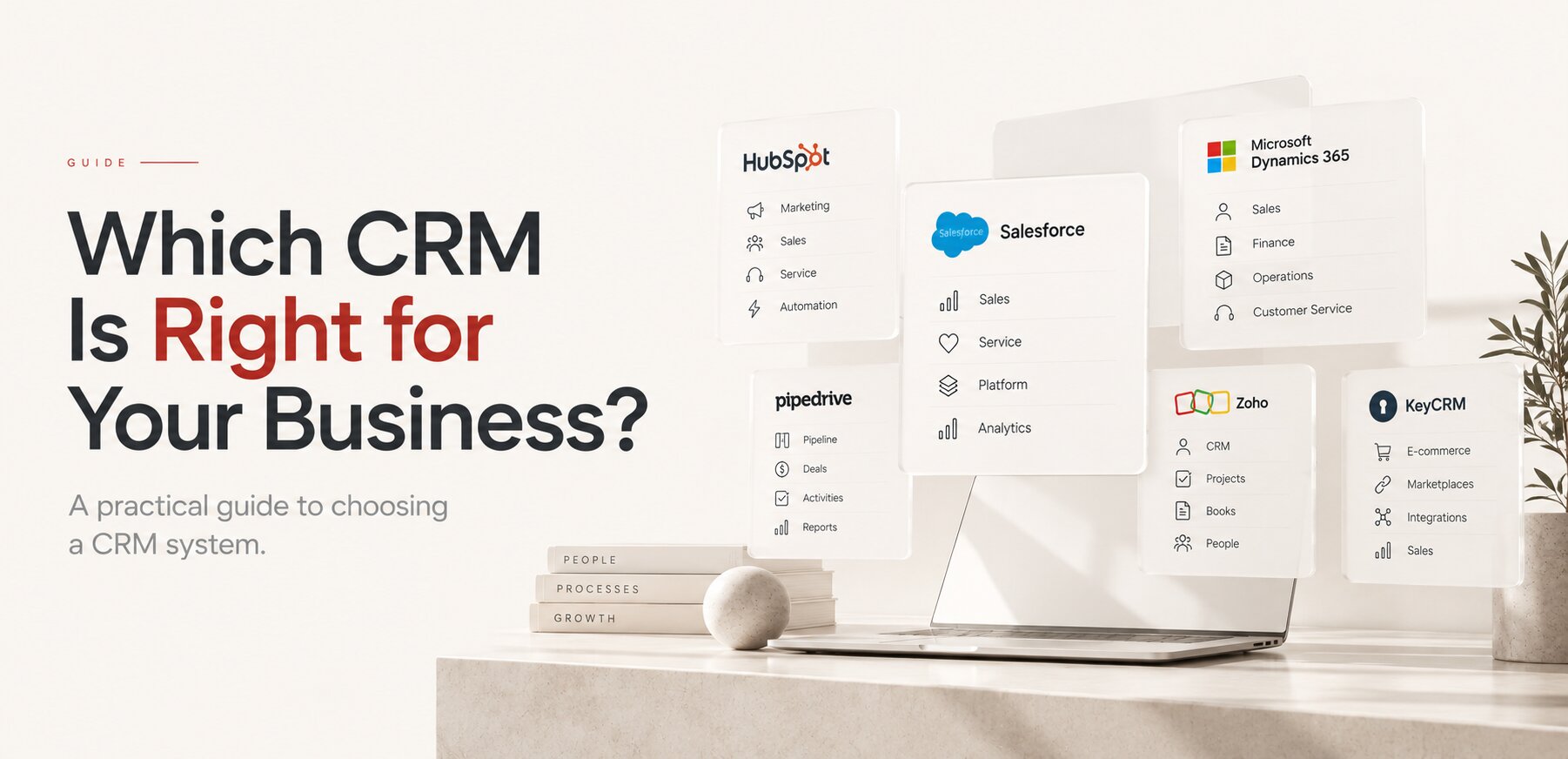 which CRM is right for your business, HubSpot vs Salesforce vs Dynamics vs Pipedrive vs Zoho, by Yevhen Borovoi Peretz Agency