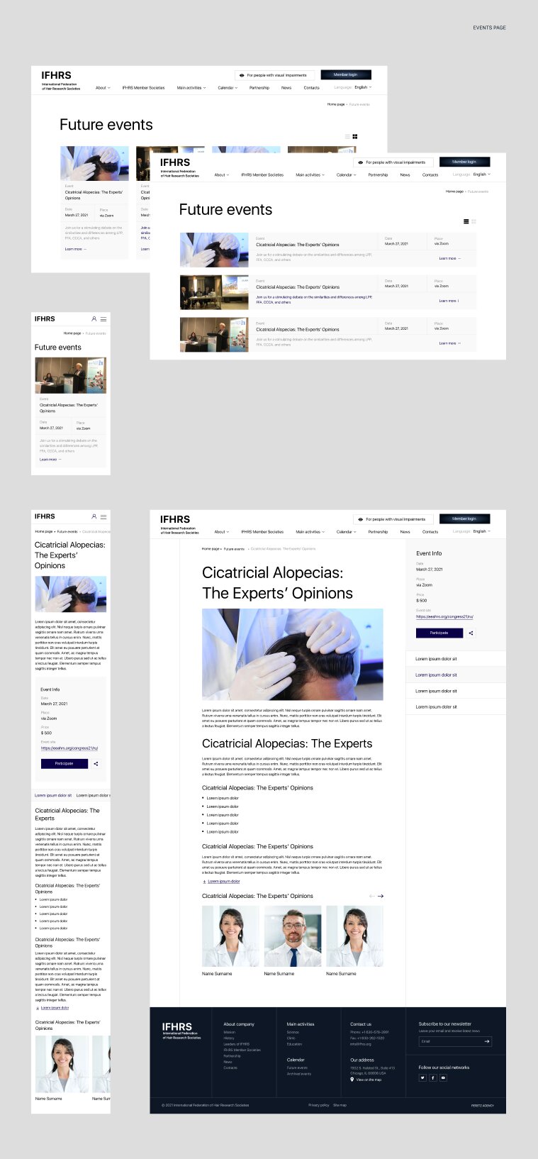 IFHRS events: future events list and event page