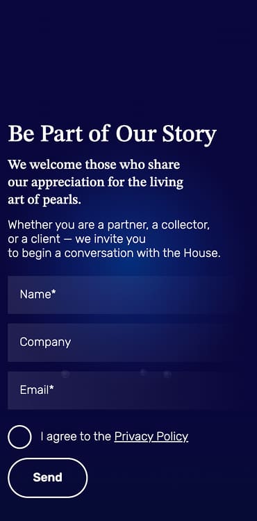 Schoeffel Pearl landing page, mobile gallery