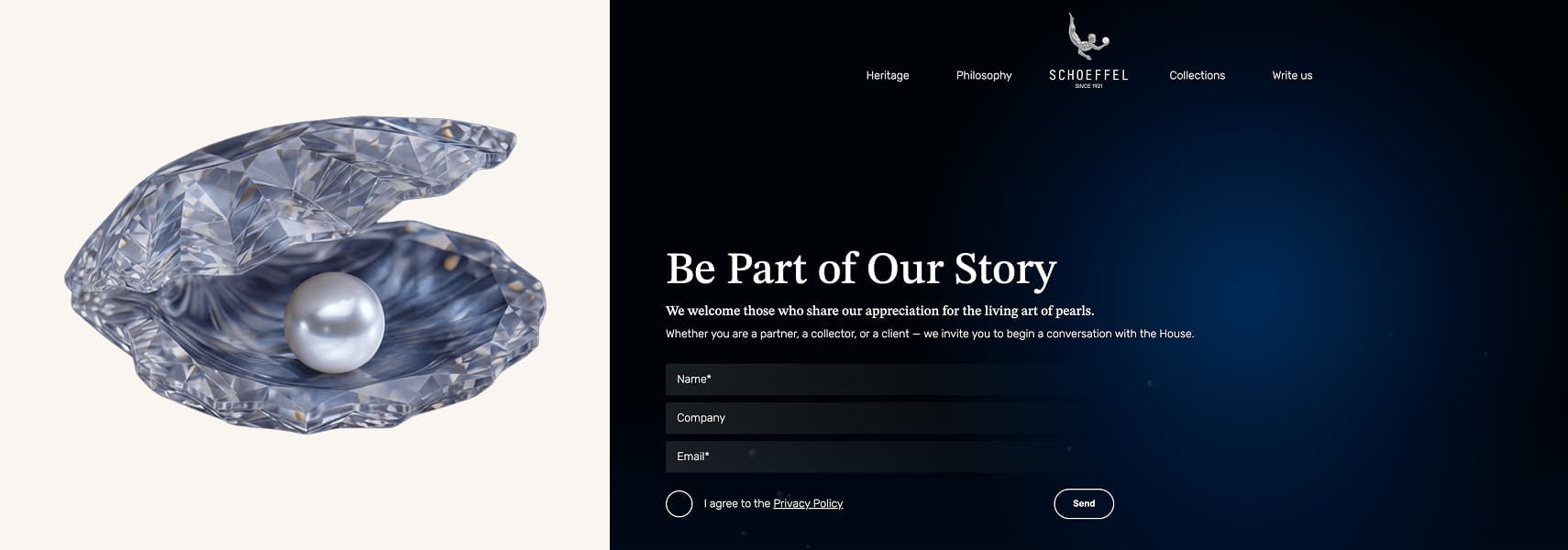 Schoeffel Pearl landing page, additional visual